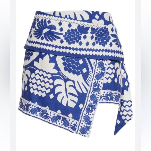 Farm Rio jungle scarf floral linen blend mini skirt - Picture 3 of 12